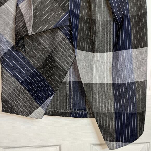 Zara Trafaluc Grey & Blue Plaid Asymmetrical Side Tie Dark Academia Skirt XS - Picture 9 of 13